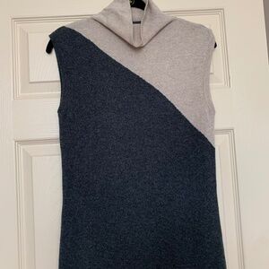 Wyatt Gray/Tan Cashmere Funnel Neck Sleeveless Sweater sz S